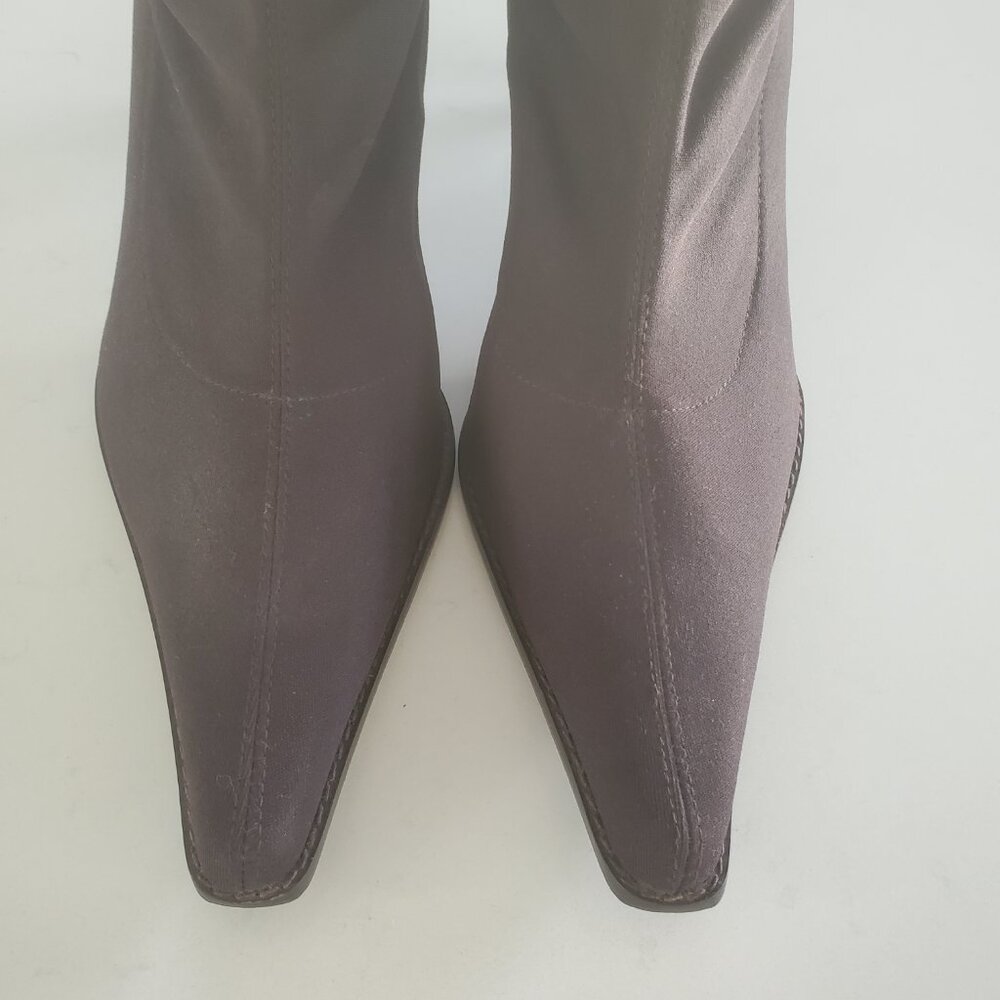 Martinez Valero Women's Dark Brown Stretch Pull On Boots Back Leather Trim 9.5 - Picture 7 of 16